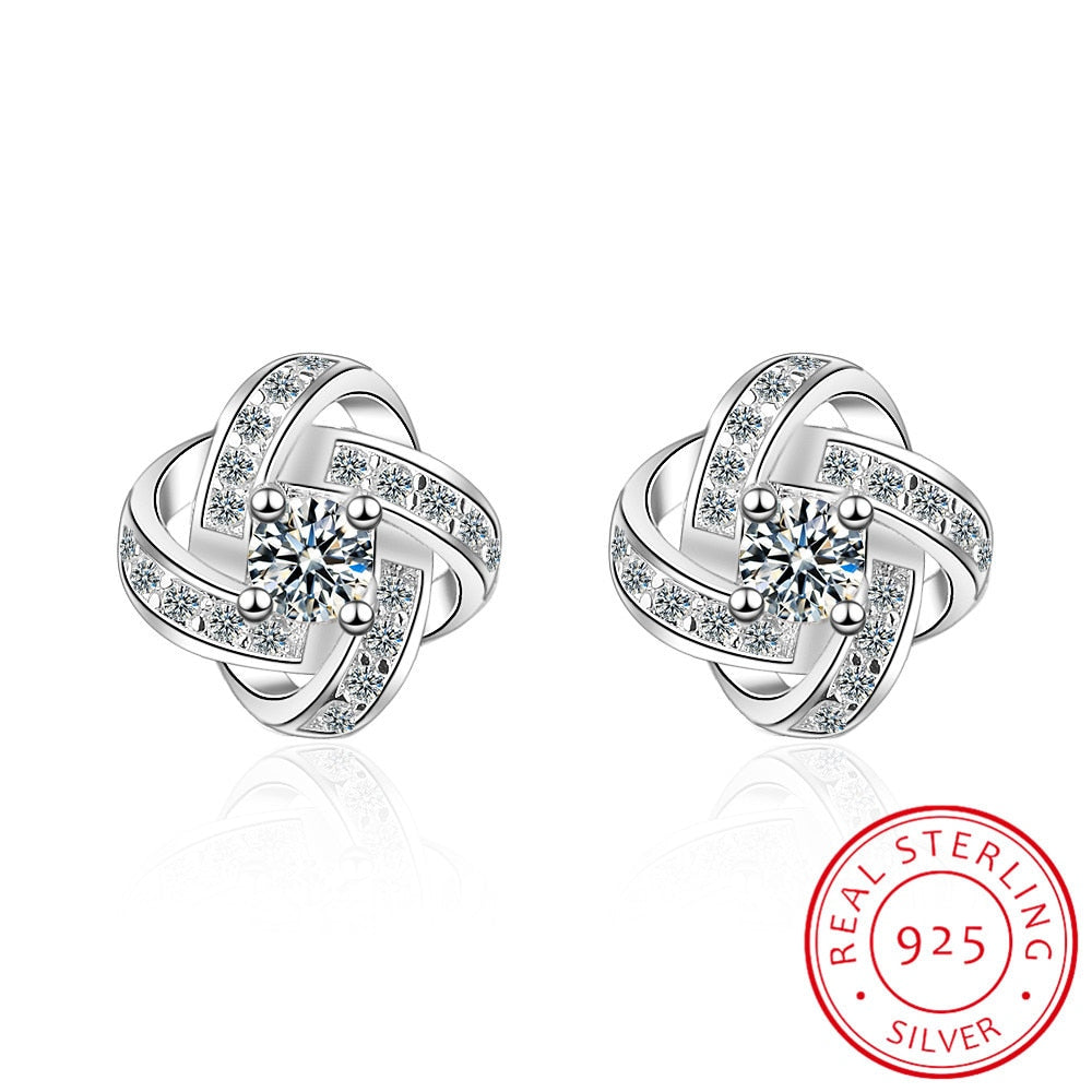 EVERLOVE: "Heart Knot" Sterling Silver Earrings