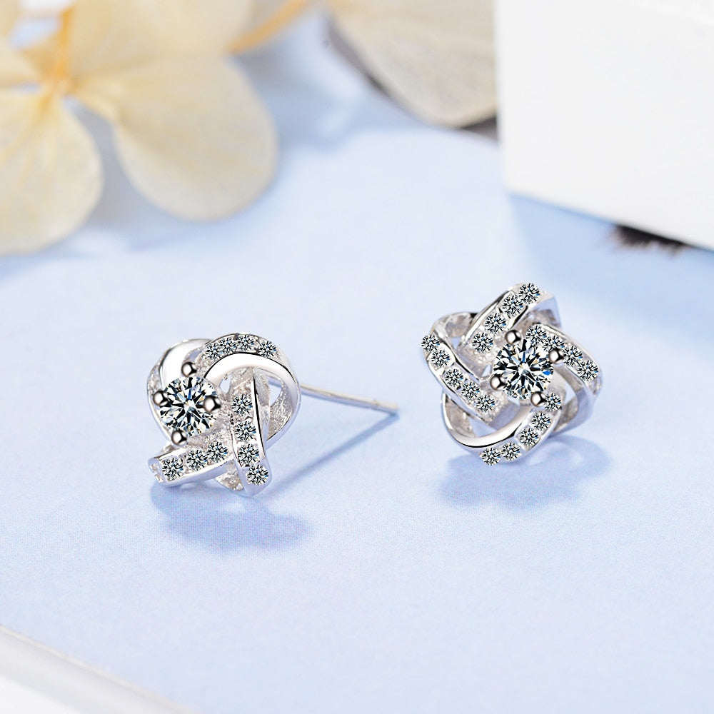EVERLOVE: "Heart Knot" Sterling Silver Earrings