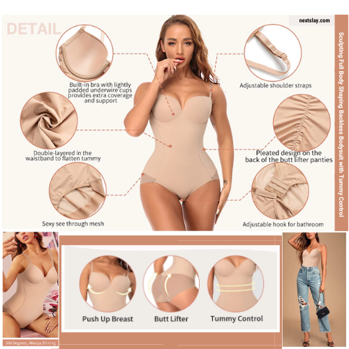 SCULTPING FULL BODY CONTOURING BODYSUIT  W.  TUMMY CONTROL,  PUSH UP BRA, &  BUTT LIFT