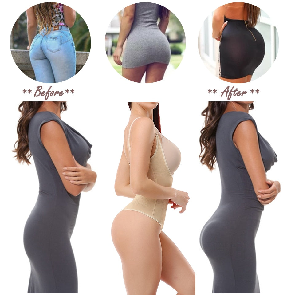 SCULTPING WAIST SLIMMING OPEN BUST THONG BODYSUIT