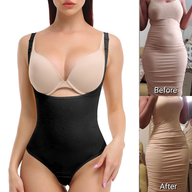 SCULTPING WAIST SLIMMING OPEN BUST THONG BODYSUIT
